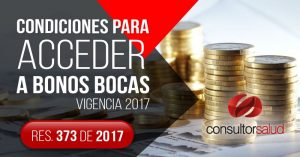 condiciones para acceder a bonos bocas vigencia 2017 resolucion 373 de 2017 www.consultorsalud.com