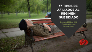 17 tipos de afiliados al regimen subsidiado