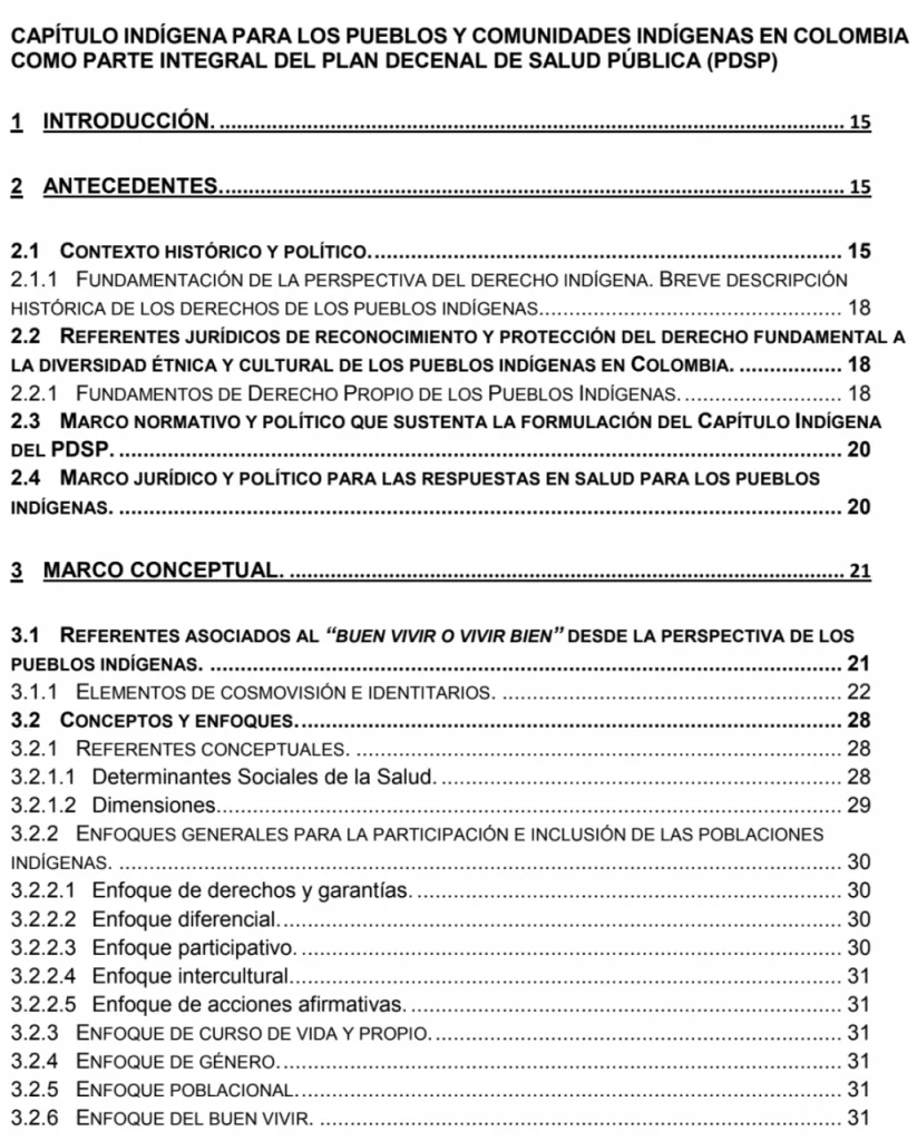 COMUNIDADES INDÍGENAS AL PLAN DECENAL DE SALUD PÚBLICA 1 anexo plan decenal de salud