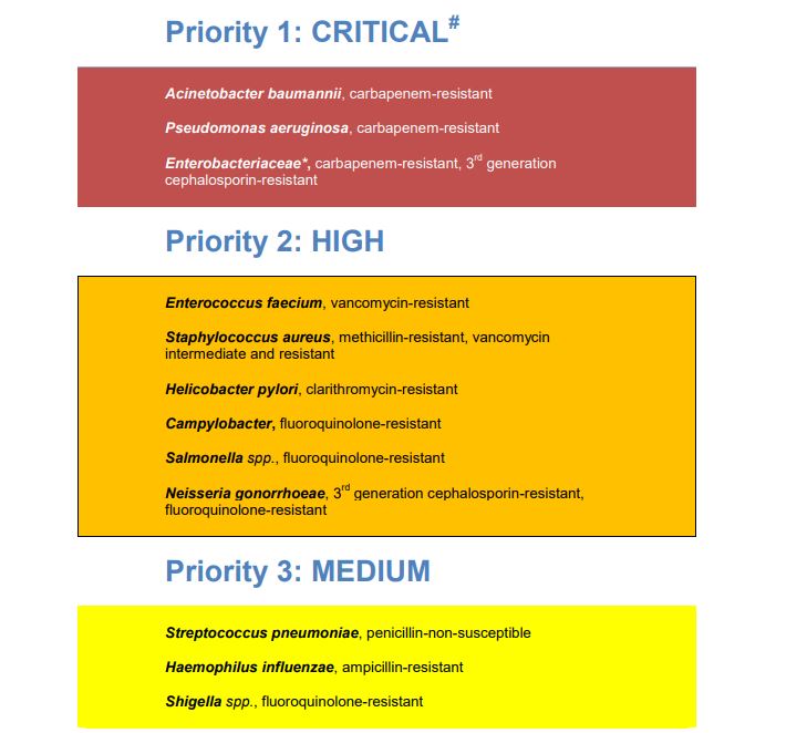 bacterias prioritarias de la oms