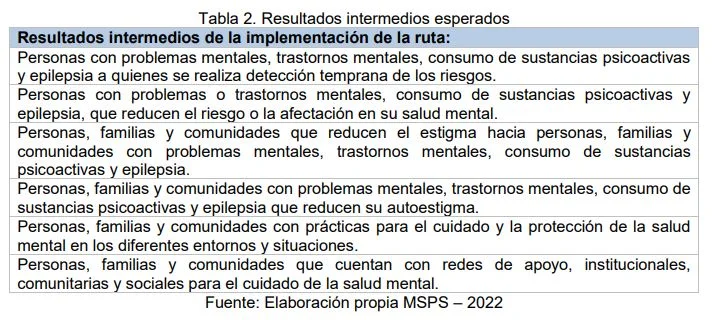 Estos son los lineamientos de la RIA en salud mental 2 resultados intermedios