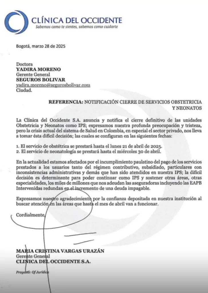 Cierre de servicios de Obstetricia y Neonatologia en la Clinica del Occidente 01