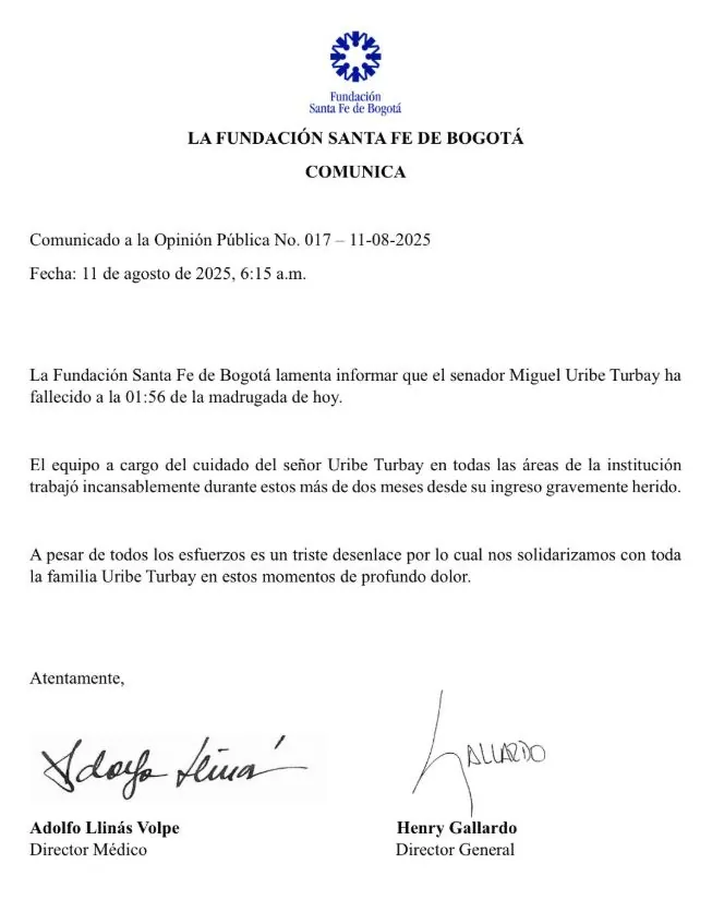 ÚLTIMA HORA - Tras dos meses de lucha, falleció el senador Miguel Uribe Turbay luego de atentado en Bogotá 1 Miguel Uribe T