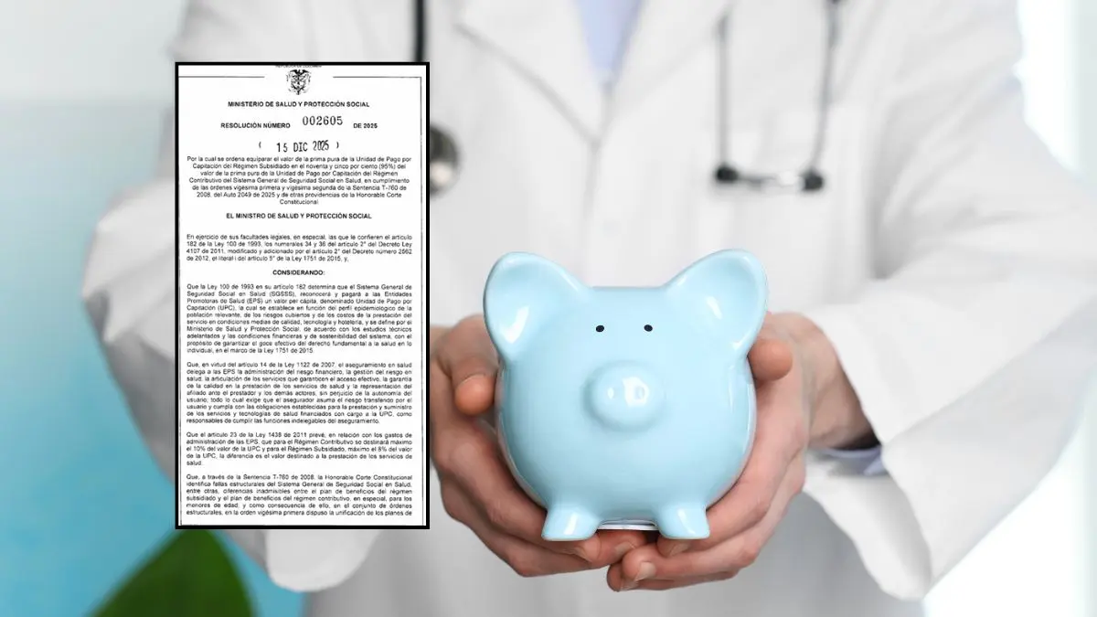 Minsalud fija la equiparación de la prima pura de la UPC subsidiada al 95 del contributivo desde 2026