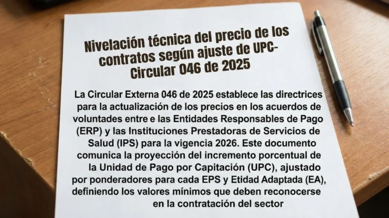 Precio de los contratos de salud 2026 según ajuste de UPC- Circular 046 de 2025