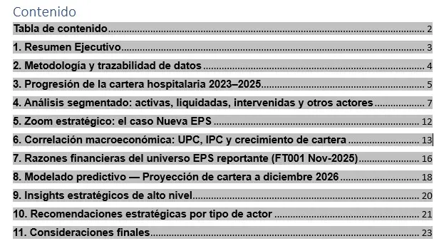 Tabla de contenido informe financiero aseguramiento consultorsalud 1
