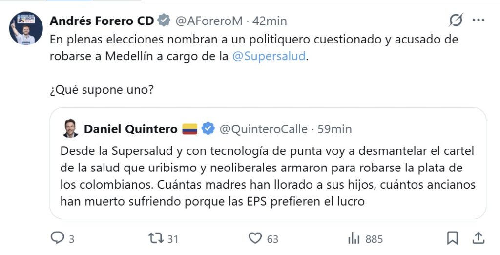 andres forero eleccion de daniel quintero