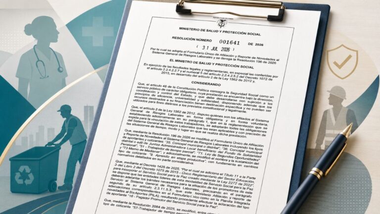 Formulario Único de Afiliación a Riesgos Laborales- estos son los cambios de la Resolución 1641 de 2026
