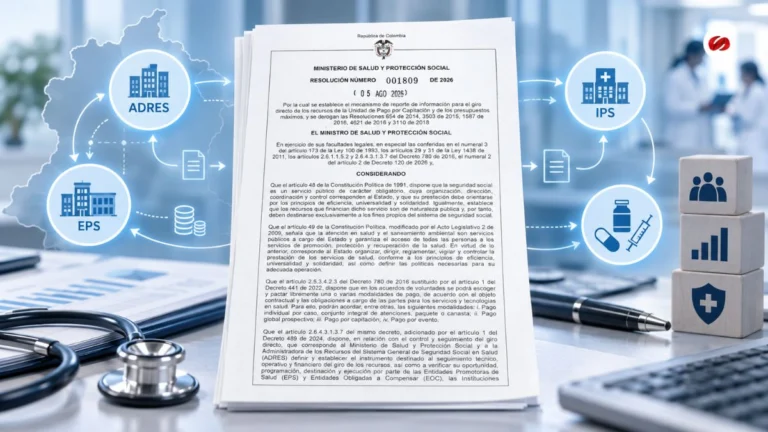 Resolución 1809 de 2026 redefine el giro directo en salud de la UPC y presupuestos máximos