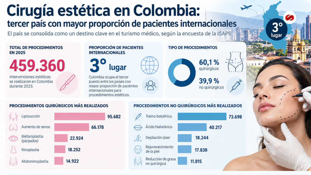 Cirugia estetica en Colombia tercer pais con mayor proporcion de pacientes internacionales