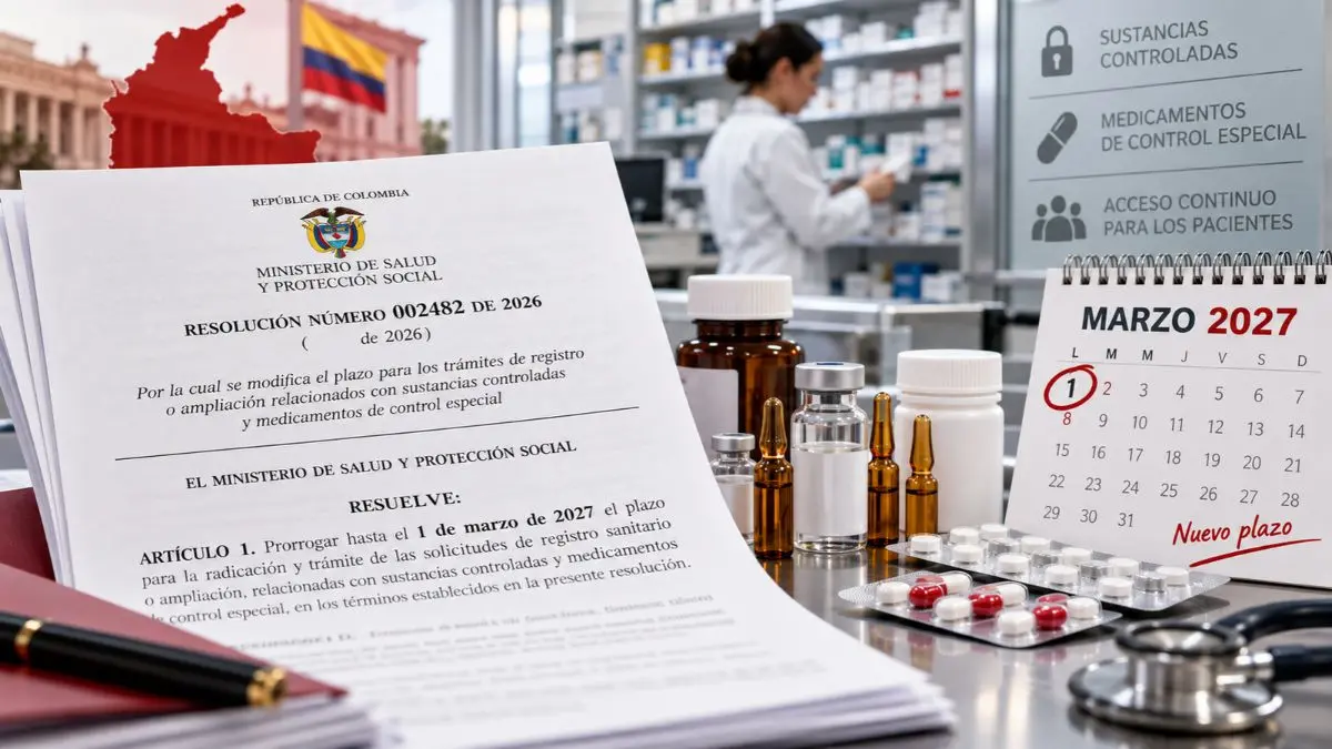 Resolución 2482 de 2026 amplía hasta marzo de 2027 el plazo para registrar medicamentos de control especial en Colombia