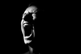 Black,And,White,Photo,On,A,Black,Background,,Distorted,Face