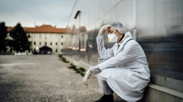 Depressed,Crying,Doctor,With,Mask,Having,Mental,Breakdown.fear,anxiety,panic,Attack,Due