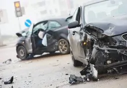 Car,Crash,Accident,On,Street,,Damaged,Automobiles,After,Collision,In