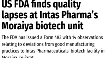 INTAS PHARMACEUTICALS CON 14 OBSERVACIONES DE LA FDA - CUIDADO CON ESTOS MEDICAMENTOS